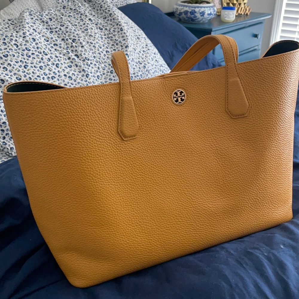 Tory Burch mustard yellow tote